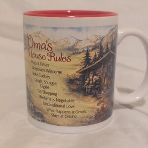 Oma's House Rules White and Red Mug